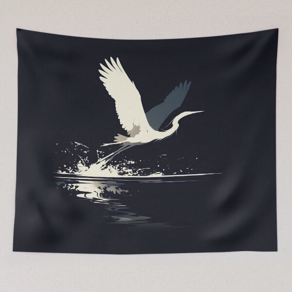 Item preview, Elegant Egret in Flight – Minimal Silhouette Design designed and sold by Windy-market.
