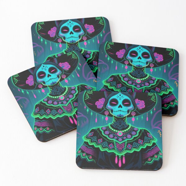 Item preview, Catrina Neon Art – Day of the Dead Inspired Illustration designed and sold by  Ojo de Lilith.