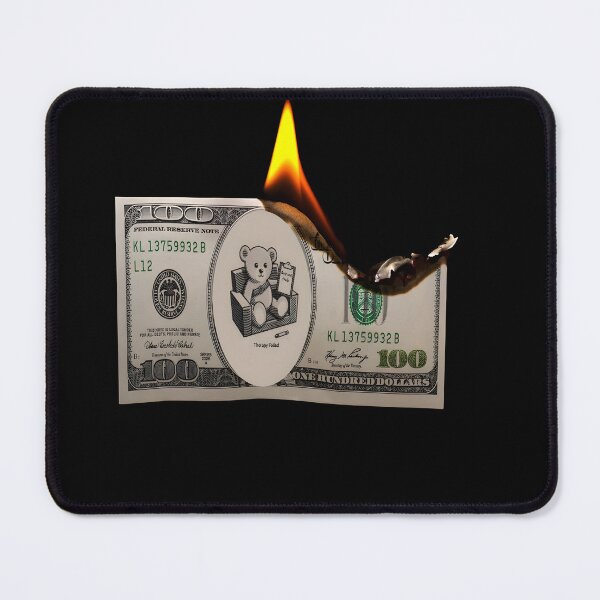 Item preview, Depressed Therapy Bear on Burning 100 Dollar Bill – Dark Humor T-Shirt designed and sold by Dark Humor Designs Co..