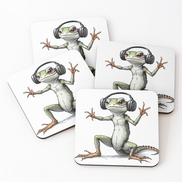 Item preview, A lizard dancing with headphones on designed and sold by DOG DESIGN.