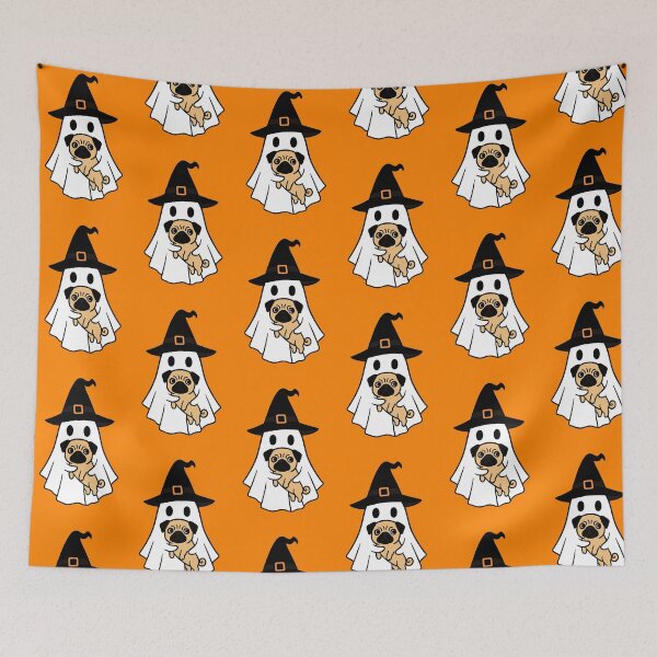 Artikelvorschau, Mops Halloween Geist Hexenhut Mama Papa Kinder entworfen und verkauft von FurryHavenPH.