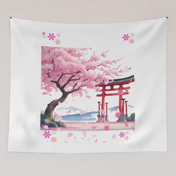 Item preview, Japanese Sakura Tree | Cherry Blossom and Torii Gate Aesthetic Art designed and sold by TheTeeSpark.