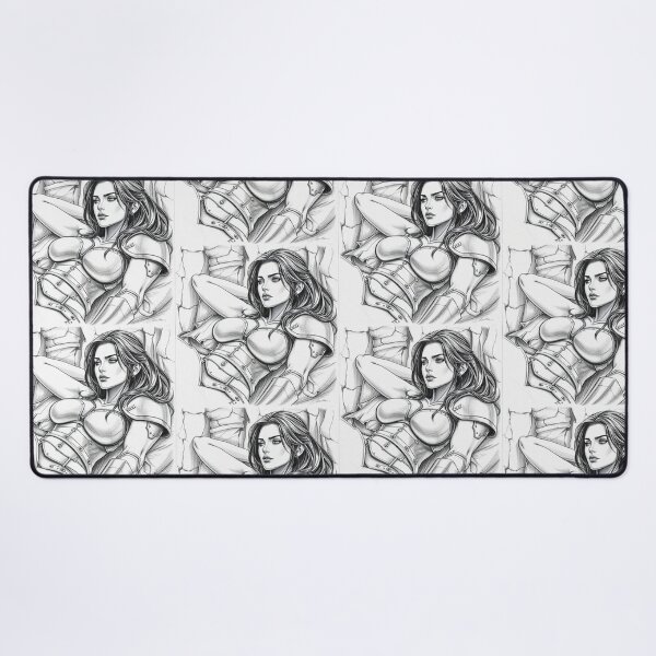 Item preview, Resting Warrior woman in armor fantasy art designed and sold by Vintage Designs +.