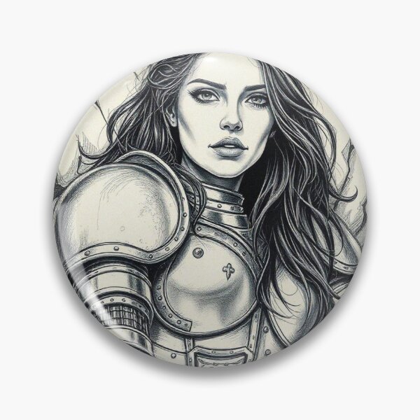 Item preview, Resting Warrior woman in armor fantasy art designed and sold by Vintage Designs +.