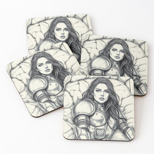 Item preview, Resting Warrior woman in armor fantasy art designed and sold by Vintage Designs +.