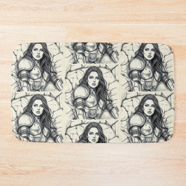 Item preview, Resting Warrior woman in armor fantasy art designed and sold by Vintage Designs +.