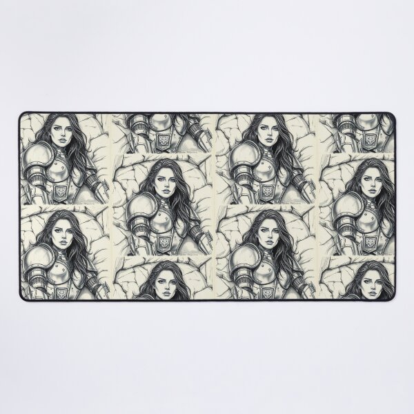 Item preview, Resting Warrior woman in armor fantasy art designed and sold by Vintage Designs +.