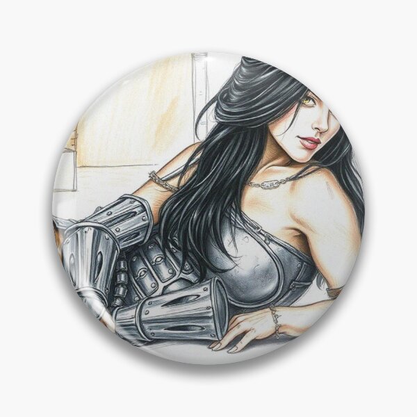 Item preview, Resting Warrior woman in armor fantasy art designed and sold by Vintage Designs +.