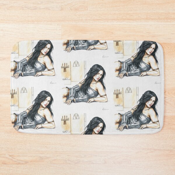 Item preview, Resting Warrior woman in armor fantasy art designed and sold by Vintage Designs +.