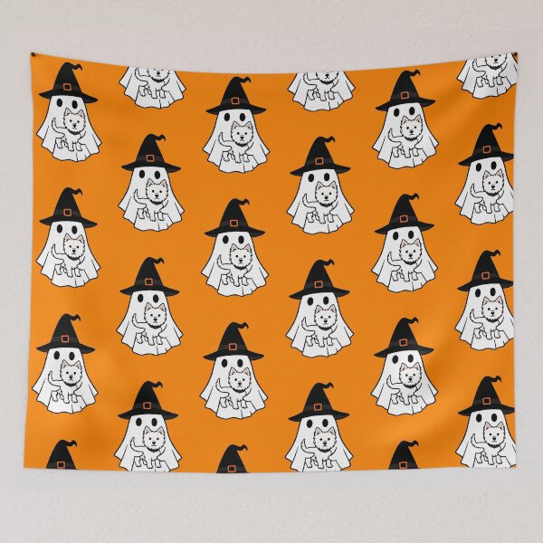 Artikelvorschau, West Highland White Terrier Westie Halloween Geist Hexenhut Mama Papa Kinder entworfen und verkauft von FurryHavenPH.