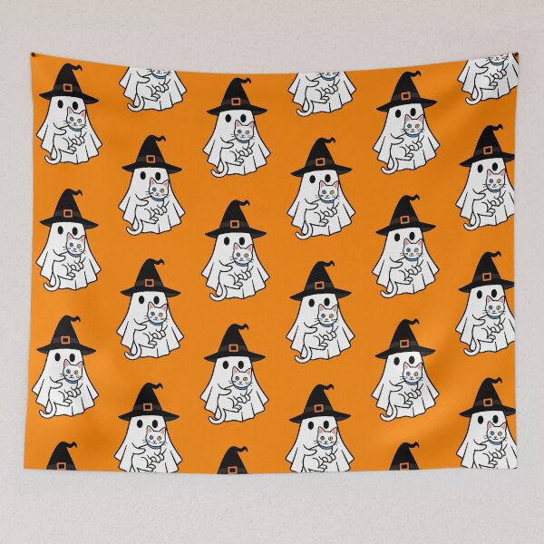 Artikelvorschau, Khao Manee Katze Halloween Geist Hexenhut Mama Papa Kinder entworfen und verkauft von FurryHavenPH.