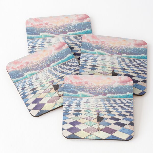 Item preview, Wanderer by the Glittering Sea – Dreamscape Ocean Fantasy Art designed and sold by WitchPrint.