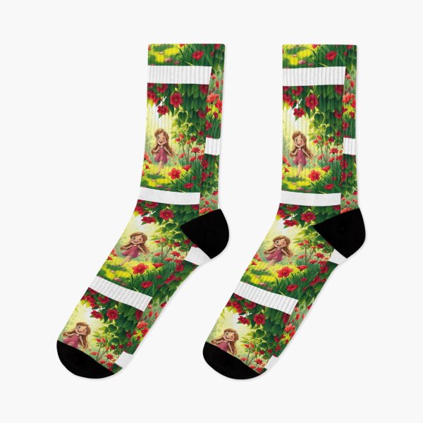 Item preview, Girl in the Garden Running Free designed and sold by Drawingshirts.