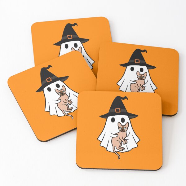 Artikelvorschau, Sphynx Katze Halloween Geist Hexenhut Mama Papa Kinder entworfen und verkauft von FurryHavenPH.