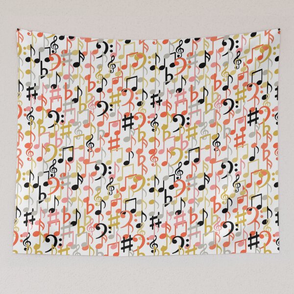 Item preview, Colorful pastel music symbols, notes on white background designed and sold by BellaRoxiell.