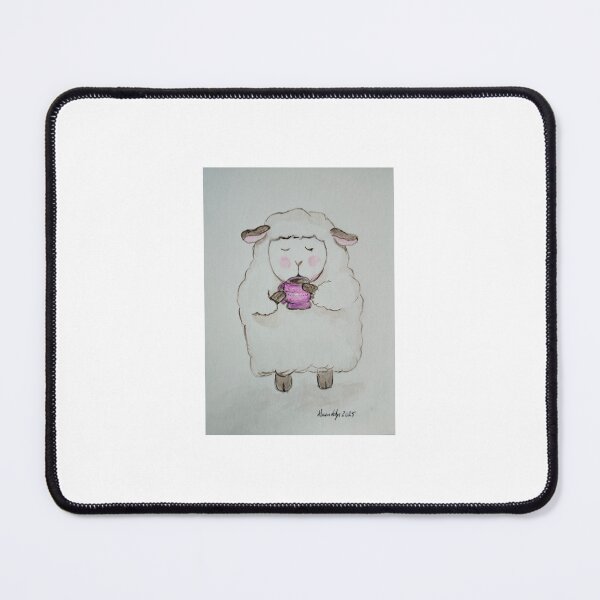 Item preview, Sleepy sheep coffee time original watercolor artwork designed and sold by GwendolynLee.