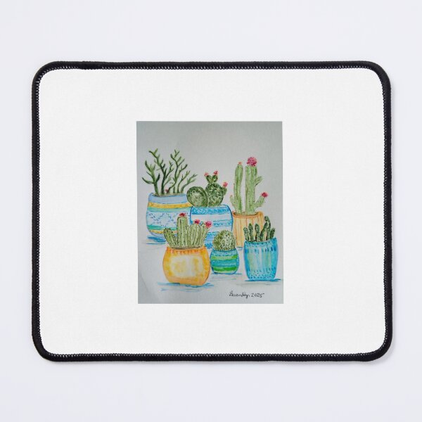 Item preview, Pretty Potted Cactus Plants original watercolor painting designed and sold by GwendolynLee.