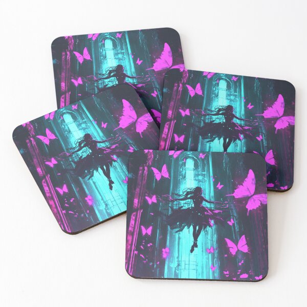 Item preview, Backlit Reverie — Shrine Girl with Graffiti Butterflies designed and sold by Yunari..