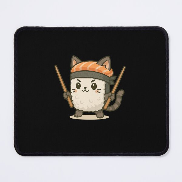 Item preview, Sushi Warrior Cat | Cute Chibi Sushi Roll Cat with Chopstick Swords designed and sold by ColorSplash123.