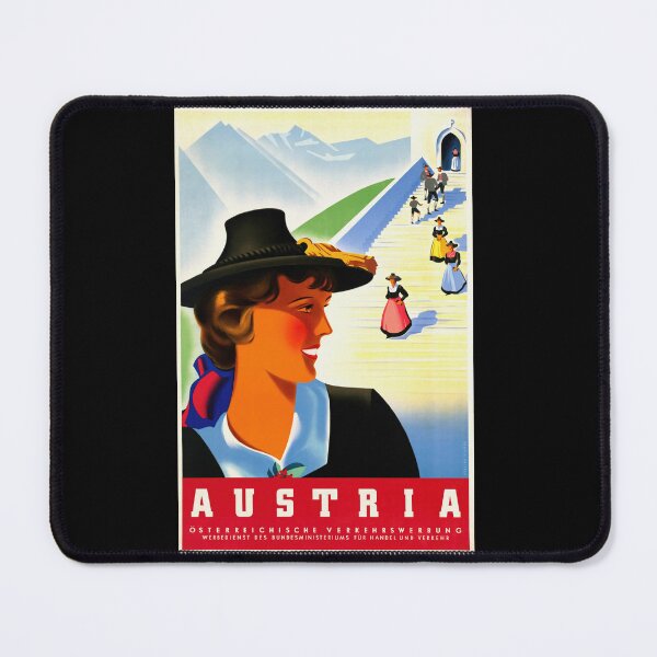 Item preview, Vintage Art Deco Austria Travel Poster | Mid-Century Graphic Design | Austrian Cultural Heritage | Bold Colors & Geometric Forms designed and sold by artofuniverse.