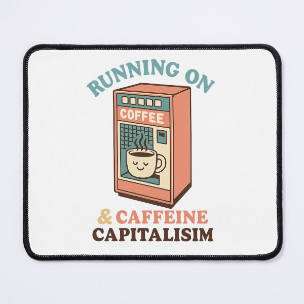 Item preview, Running on Caffeine & Capitalism – Retro Coffee Machine Shirt Design designed and sold by Art-Tacos.