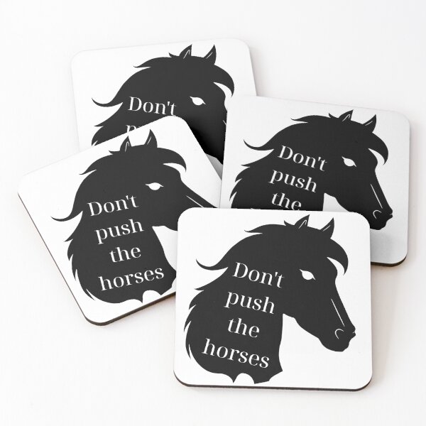 Item preview, Don't push the horses meme (in black) designed and sold by RozhmarisArt.