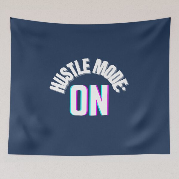 Item preview, Hustle Mode: ON – White Motivational Typography on Dark Blue designed and sold by thoratsdesign.