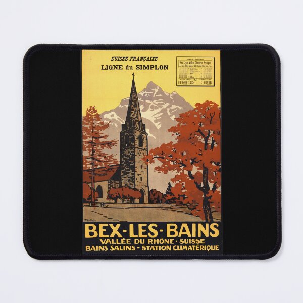 Item preview, Vintage Art Deco Travel Poster | Bex-les-Bains Spa Town | Rhône Valley Switzerland | Early 20th Century Tourism Art designed and sold by artofuniverse.