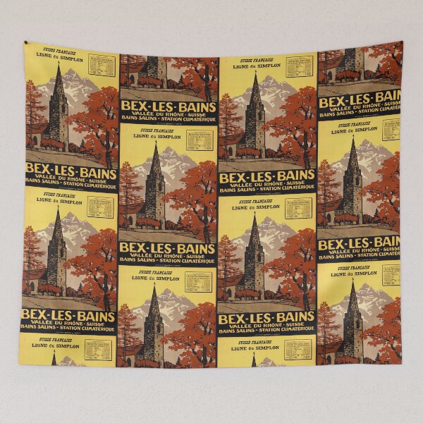 Item preview, Vintage Art Deco Travel Poster | Bex-les-Bains Spa Town | Rhône Valley Switzerland | Early 20th Century Tourism Art designed and sold by artofuniverse.