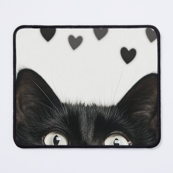 Item preview, Black Cat with Black Hearts against White background designed and sold by Karen Lee J.
