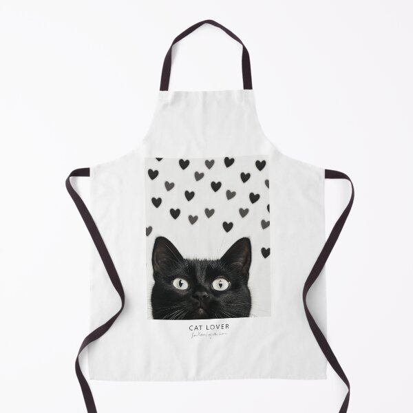 Item preview, Black Cat with Black Hearts against White background designed and sold by Karen Lee J.