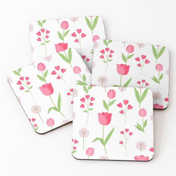 Item preview, Pink Floral Delight - Seamless Pattern with Tulips, Hearts, and Allium Flowers designed and sold by Arte Zen.