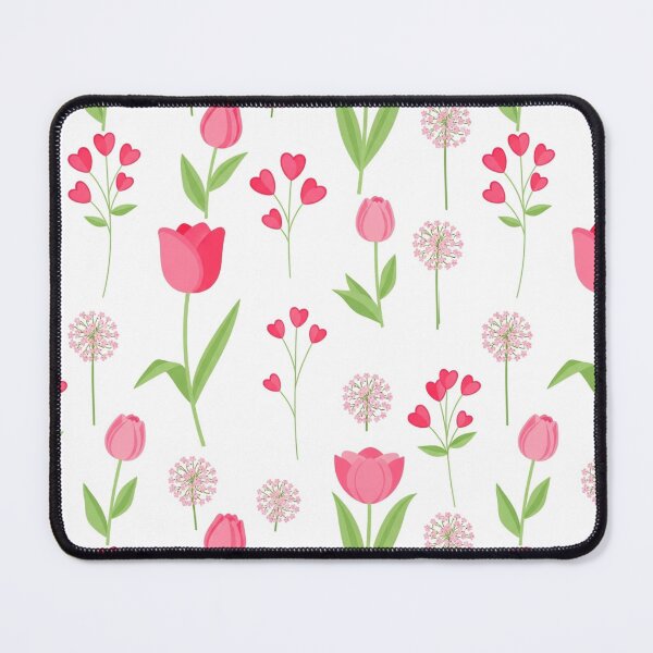 Item preview, Pink Floral Delight - Seamless Pattern with Tulips, Hearts, and Allium Flowers designed and sold by Arte Zen.