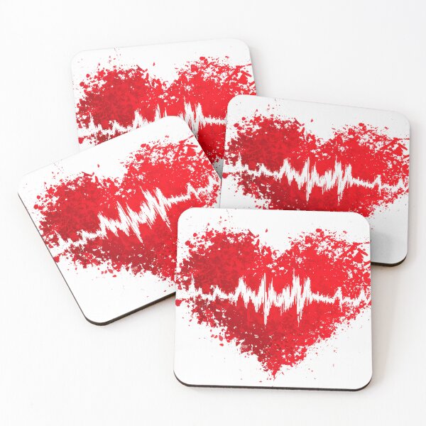 Item preview, Heartbeat Splash – Red Grunge Heart with Soundwave designed and sold by PhotoRK.