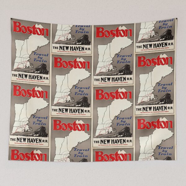 Item preview, Vintage Boston Travel Poster | New Haven Railroad Art | 1930s Train Advertisement | Art Deco Style | New England Map Print designed and sold by artofuniverse.