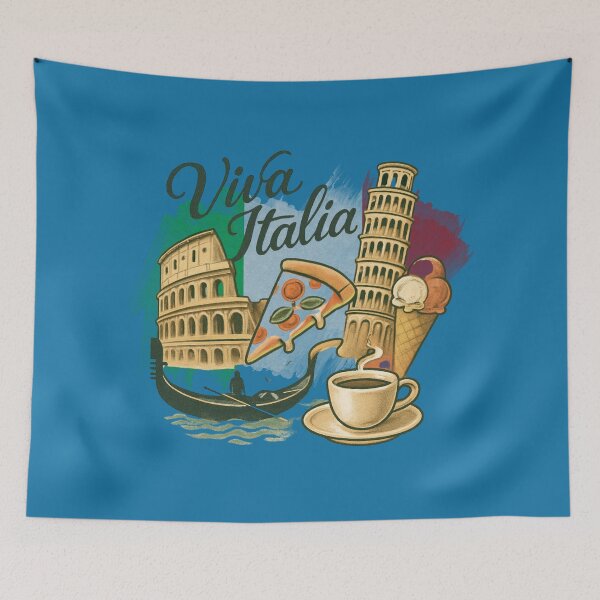 Item preview, Viva Italia - Italian Culture & Landmarks Retro Illustration designed and sold by Timeless Design.