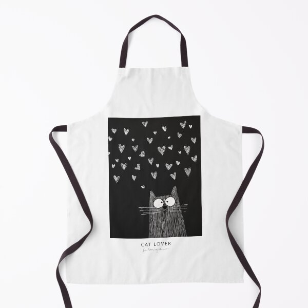 Item preview, Cartoon cat with white hearts on black background designed and sold by Karen Lee J.