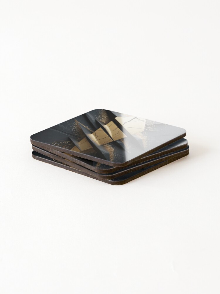 Thumbnail 4 of 5, Coasters (Set of 4), Golden Rift Abstract designed and sold by ShadowAndSlate.