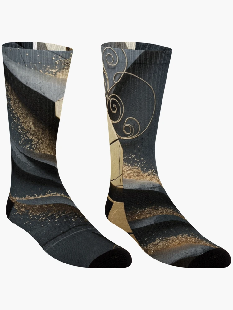 Thumbnail 3 of 5, Socks, Golden Rift Abstract designed and sold by ShadowAndSlate.