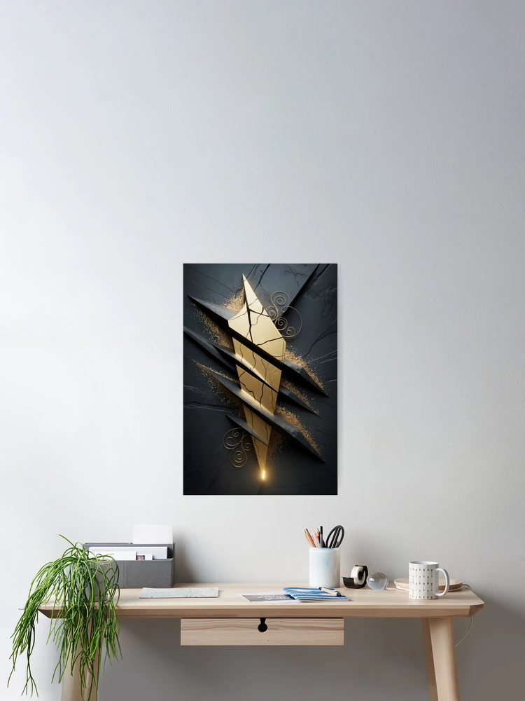 Thumbnail 2 of 3, Poster, Golden Rift Abstract designed and sold by ShadowAndSlate.