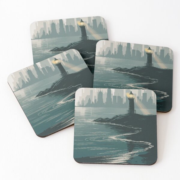 Item preview, Urban Coastline Lighthouse Cityscape designed and sold by ShadowAndSlate.
