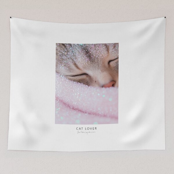 Item preview, Cat Asleep Wrapped in Pink Glitter Blanket designed and sold by Karen Lee J.