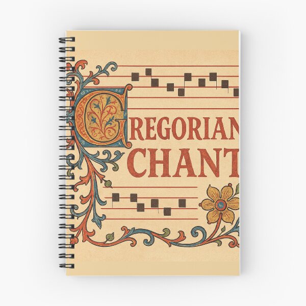 Item preview, "Vintage Illuminated Manuscript Art - Medieval Sacred Music Notation with Decorative Floral Border" designed and sold by freackly.
