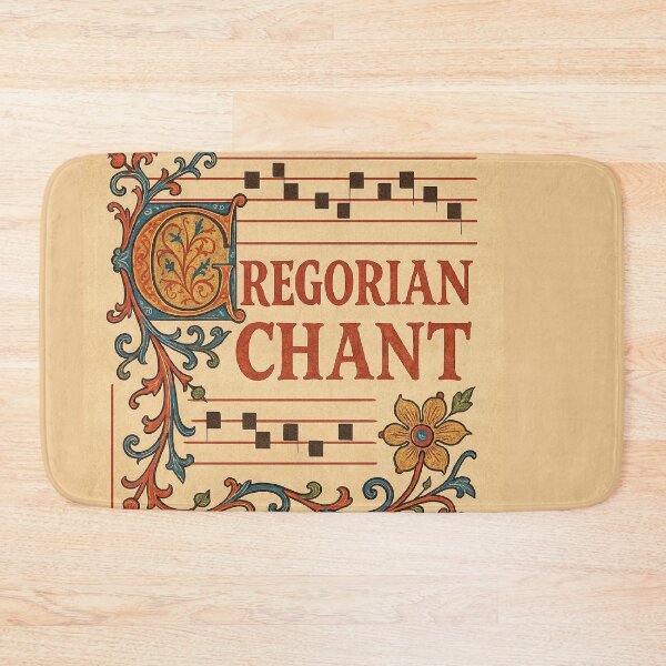 Item preview, "Vintage Illuminated Manuscript Art - Medieval Sacred Music Notation with Decorative Floral Border" designed and sold by freackly.