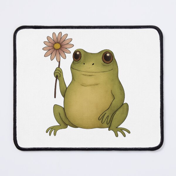 Item preview, Cute Frog with Daisy – Whimsical Nature Illustration designed and sold by MertsArt.