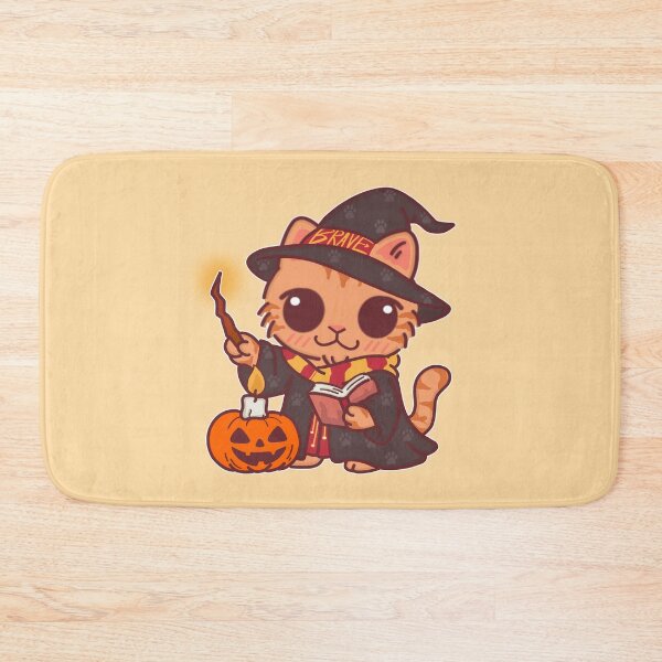 Item preview, Halloween Cat Wizard in Red Cloak – Cute Magic Tabby with Pumpkin Spell designed and sold by BGMeYou.