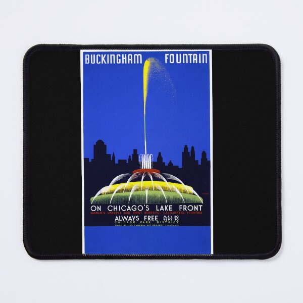 Item preview, Vintage Buckingham Fountain Poster | Chicago WPA Federal Art Project | 1930s Great Depression Era | Bold Colors & Skyline designed and sold by artofuniverse.