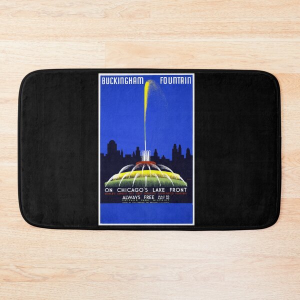 Item preview, Vintage Buckingham Fountain Poster | Chicago WPA Federal Art Project | 1930s Great Depression Era | Bold Colors & Skyline designed and sold by artofuniverse.