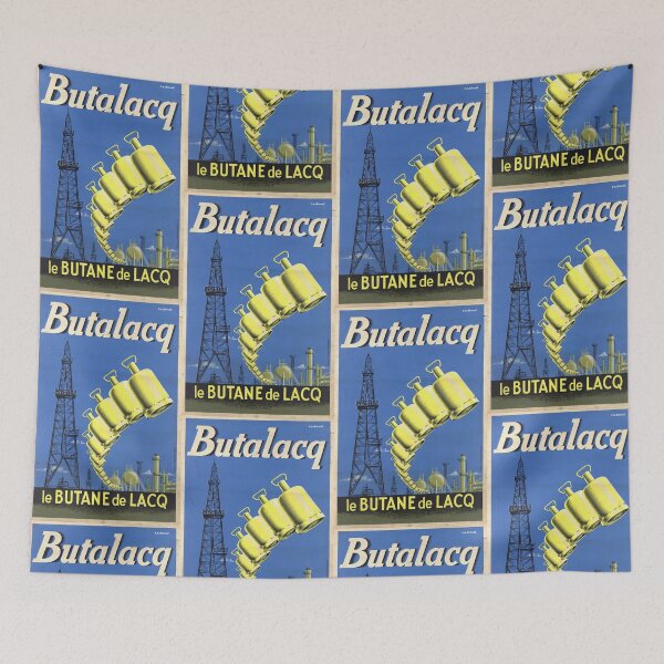 Item preview, Vintage Butalacq Butane Gas Poster | Mid-Century Industrial Design | Lacq France Energy Art | 1950s Retro Advertising Print designed and sold by artofuniverse.