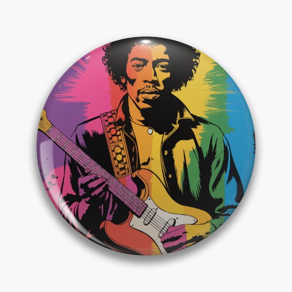 Artikelvorschau, Jimmy Hendrix klimpert auf seiner Gitarre entworfen und verkauft von Ketique.